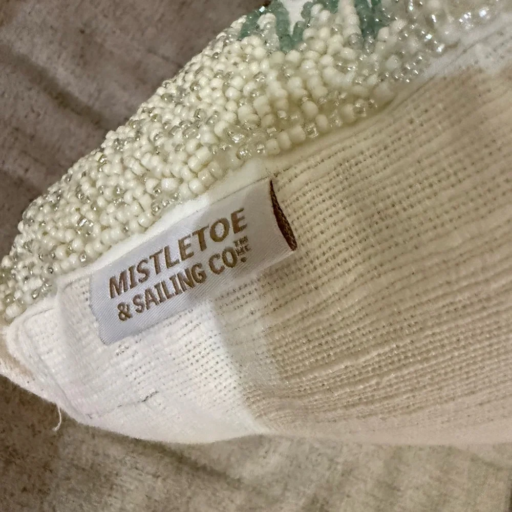 Set of 2 Mistletoe & Sailing Co Beaded Christmas Tree Pillows 12x20